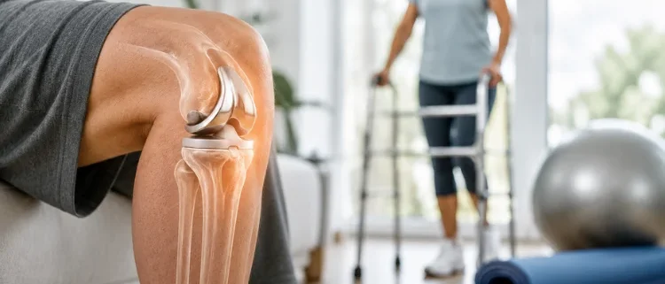 Knee replacement recovery timeline showing patient progress from the first week through three months after surgery