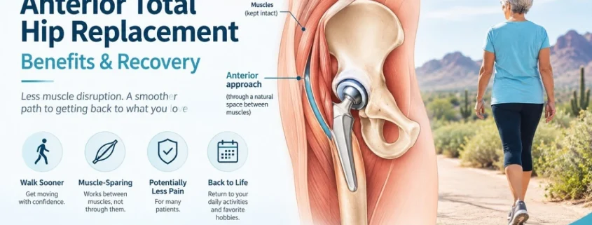 Anterior total hip replacement showing the surgical approach to the hip joint
